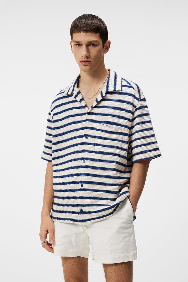 j.lindeberg Tiro Resort Stripe Shirt Estate Blue