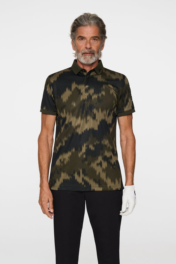 j.lindeberg Tour Tech Print Polo Warp Forest L