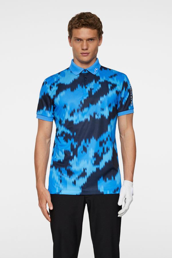 j.lindeberg Tour Tech Print Polo Warp Sonic Blue L