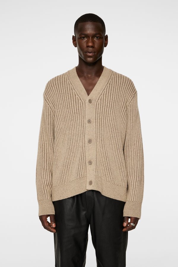 j.lindeberg Twin Plated Knit Cardigan Tiger Brown