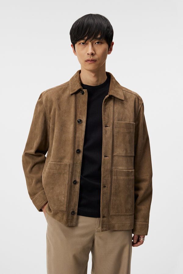 j.lindeberg Walt Suede Overshirt Walnut