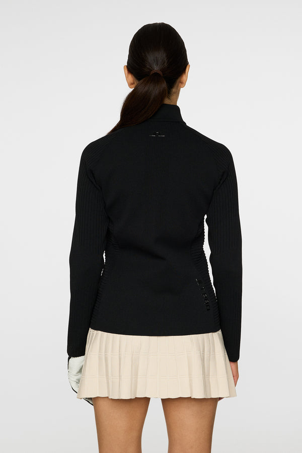 J.lindeberg Wendy Tech Knit Zip Sweater Black