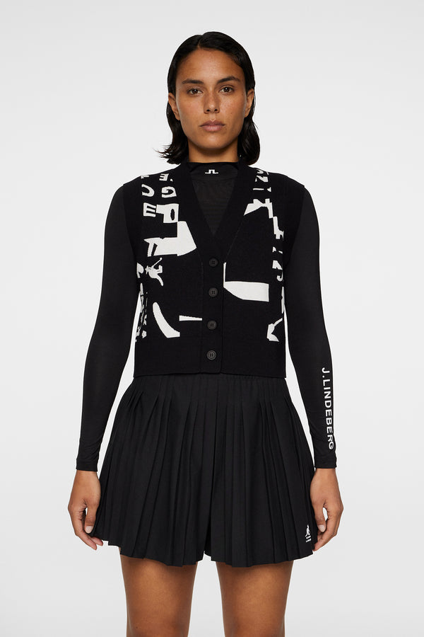 j.lindeberg Jackie Jacquard Vest JL Kangol Black White M