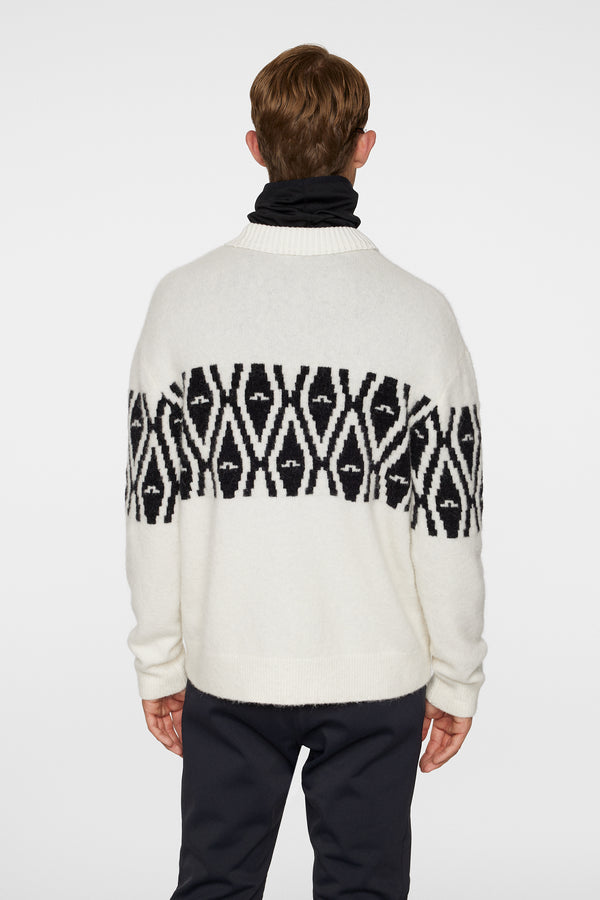 J.lindeberg Jalen Jacquard Knitted Sweater Whisper White