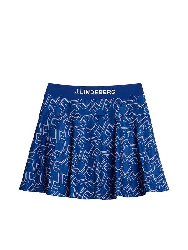 J.lindeberg Jane Print Skirt Outline Bridge Wave Blue
