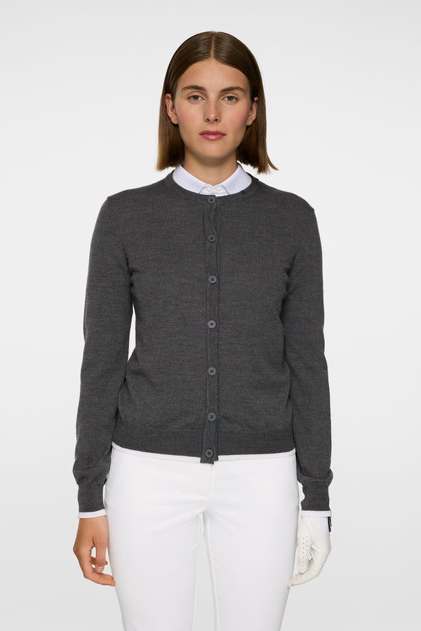 j.lindeberg Joanna Knitted Cardigan Dark Grey Melange