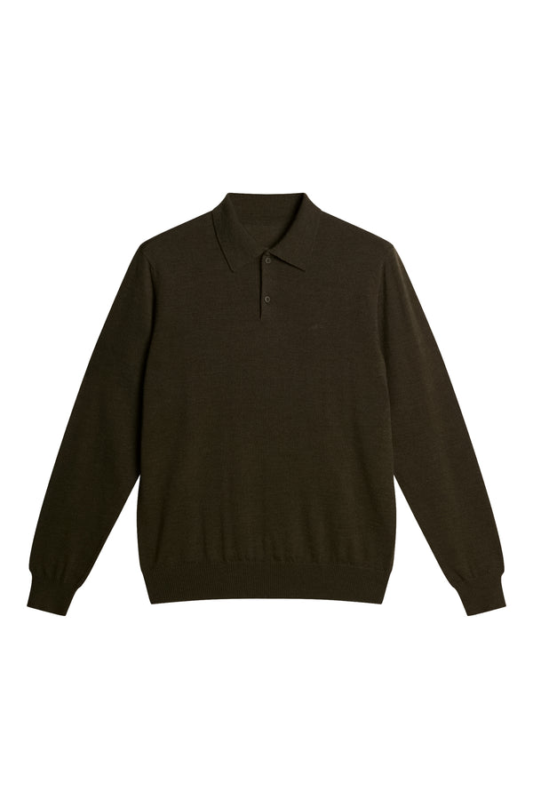 J.lindeberg Kai Knitted Merino Polo Forest Green Melange