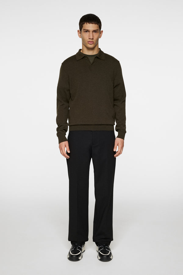 J.lindeberg Kai Knitted Merino Polo Forest Green Melange