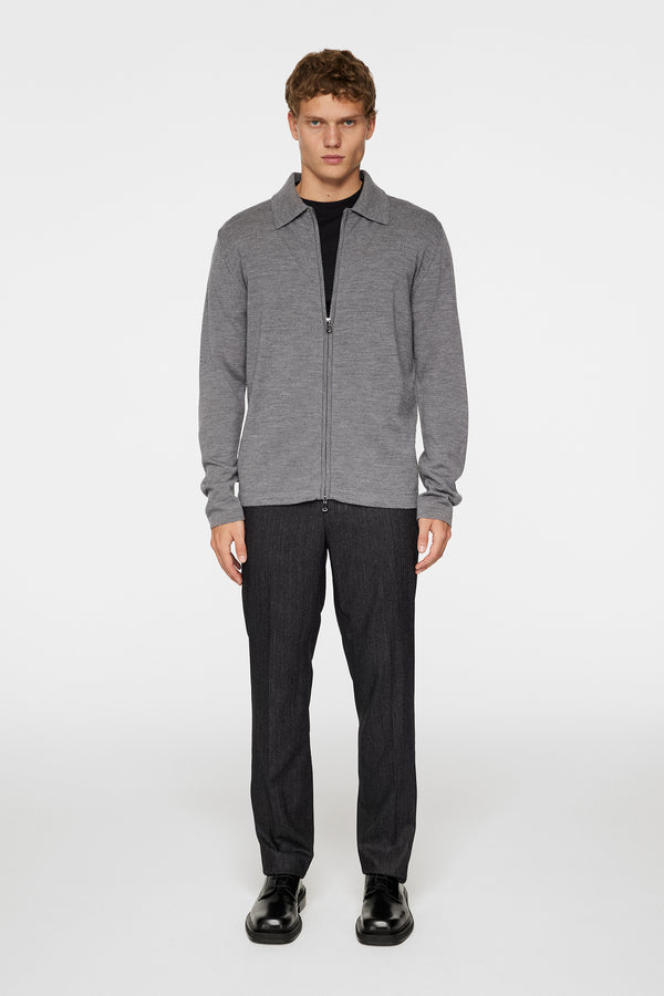 J.lindeberg Kaleb Merino Zip Cardigan Mid Grey Melange
