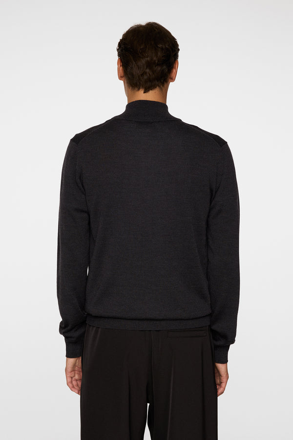 J.lindeberg Kiyan Merino Quarter Zip Dark Grey Melange