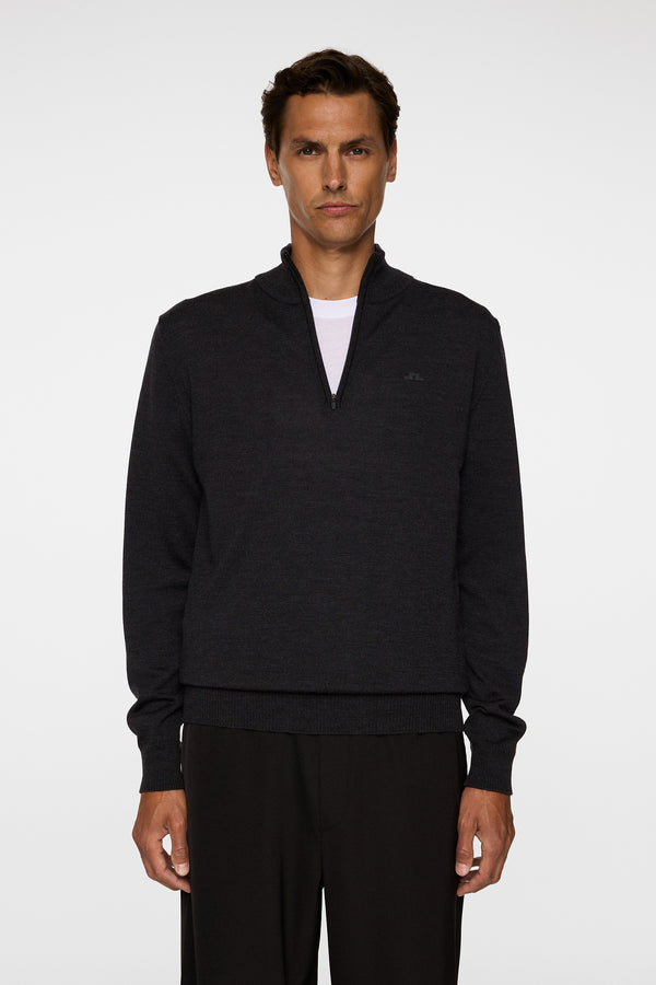 j.lindeberg Kiyan Merino Quarter Zip Dark Grey Melange