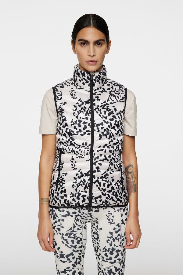 j.lindeberg Lara Light Down Vest Print Snake Rock Moonbeam M