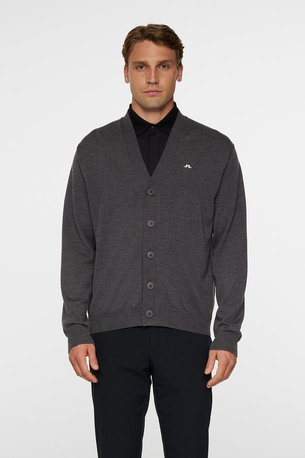j.lindeberg Lucas Knitted Cardigan Dark Grey Melange