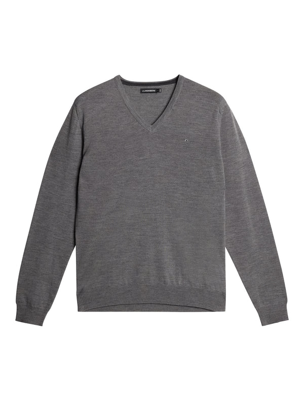 J.lindeberg Lymann Merino V Neck Sweater Grey Melange