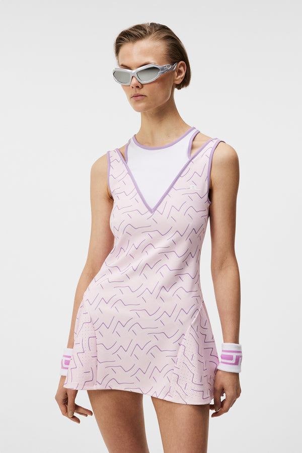 j.lindeberg Matilda Print Dress Outline Bridge Wave Pink