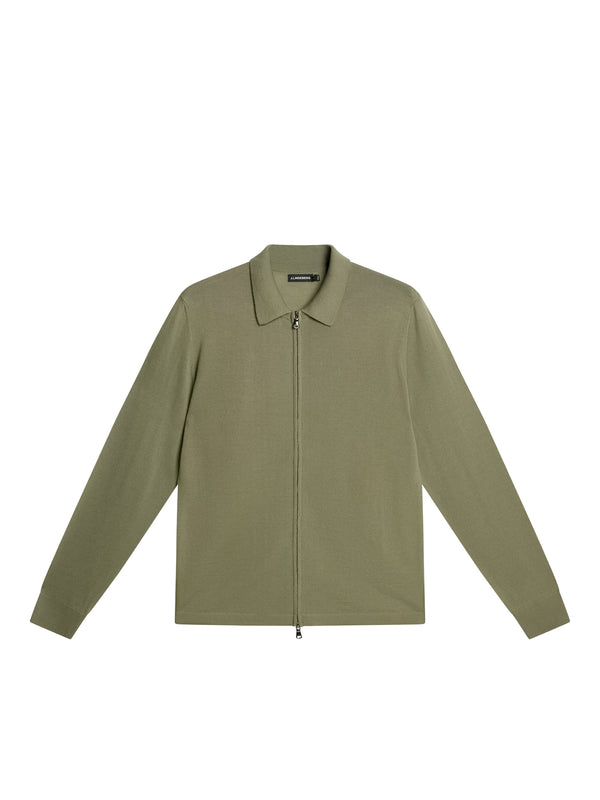 J.lindeberg Nyle Light Merino Zip Cardigan Oil Green