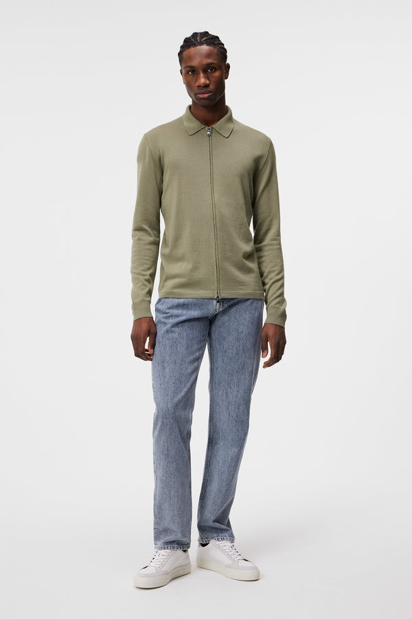 J.lindeberg Nyle Light Merino Zip Cardigan Oil Green