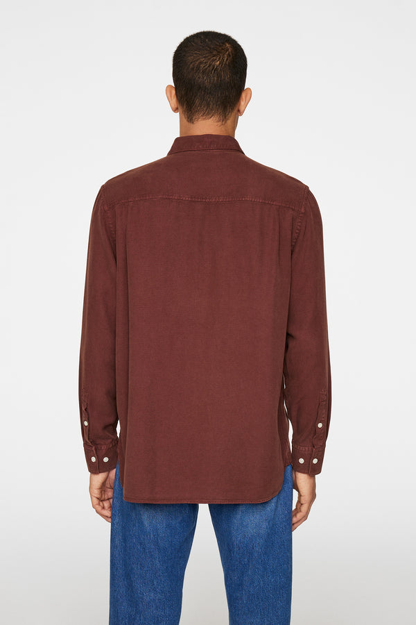 J.lindeberg Reg Struct GMD Tencel Shirt Bitter Chocolate
