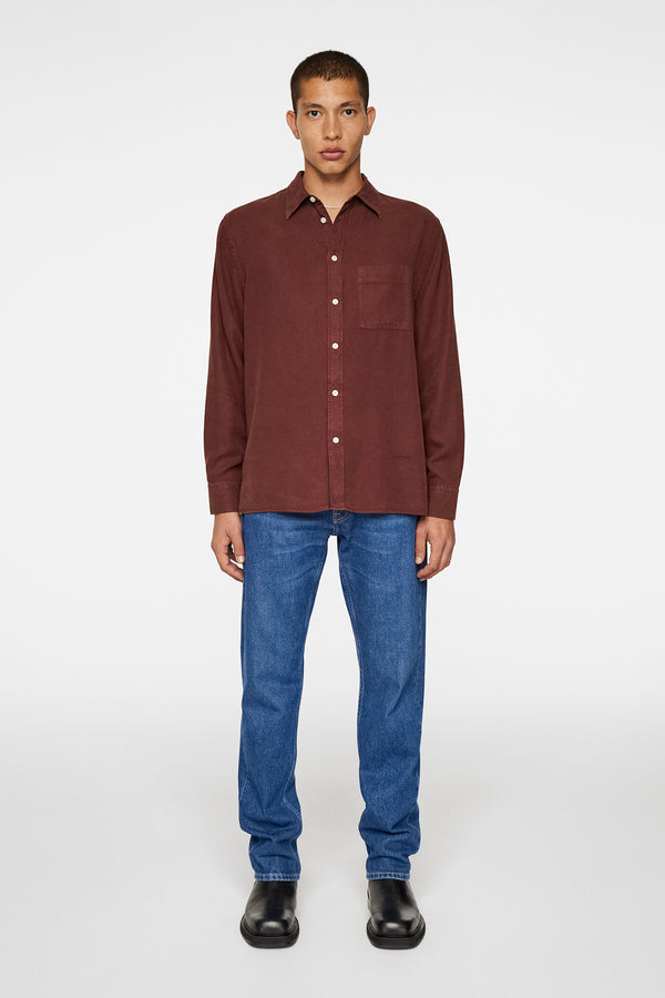 J.lindeberg Reg Struct GMD Tencel Shirt Bitter Chocolate