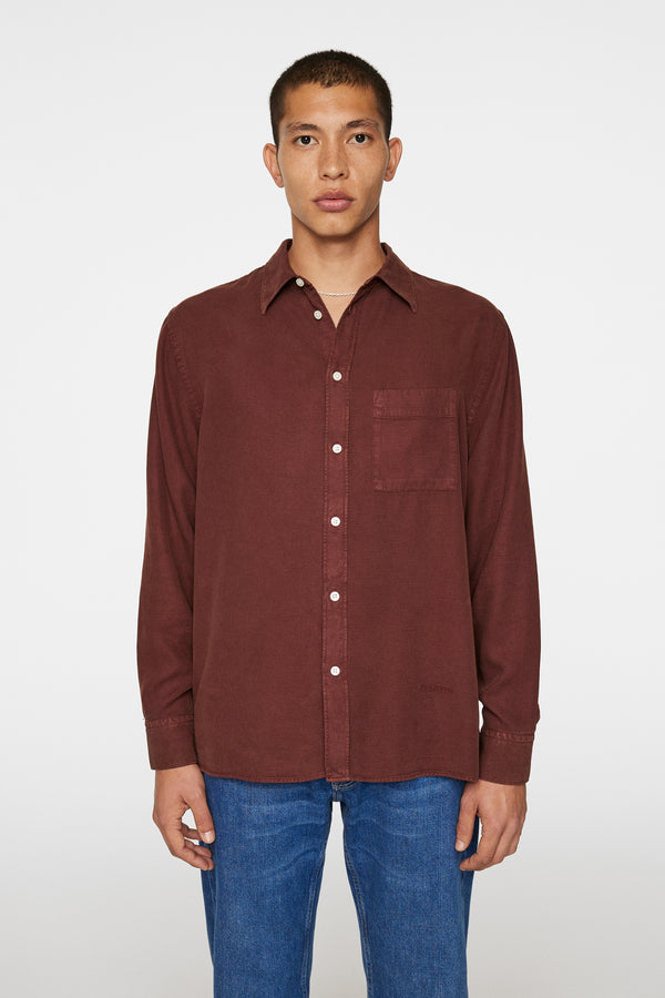 j.lindeberg Reg Struct GMD Tencel Shirt Bitter Chocolate