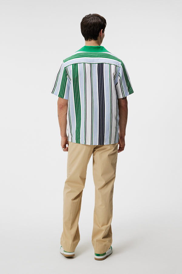 J.lindeberg Skala Knit Collar Stripe Shirt Estate Blue