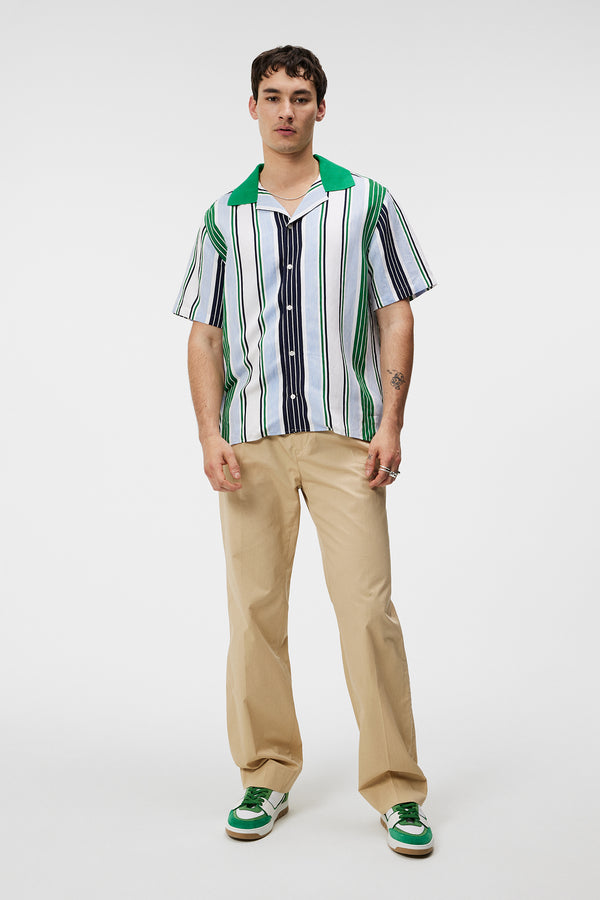 J.lindeberg Skala Knit Collar Stripe Shirt Estate Blue