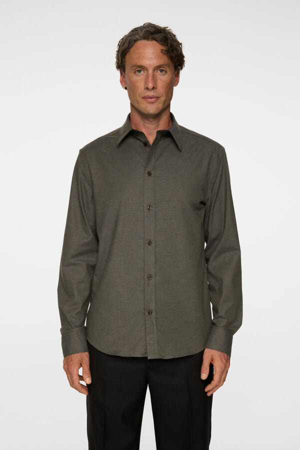 j.lindeberg Slim Light Flannel Shirt Forest Green Melange