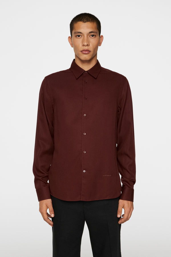 j.lindeberg Slim LS Comfort Tencel Shirt Bitter Chocolate