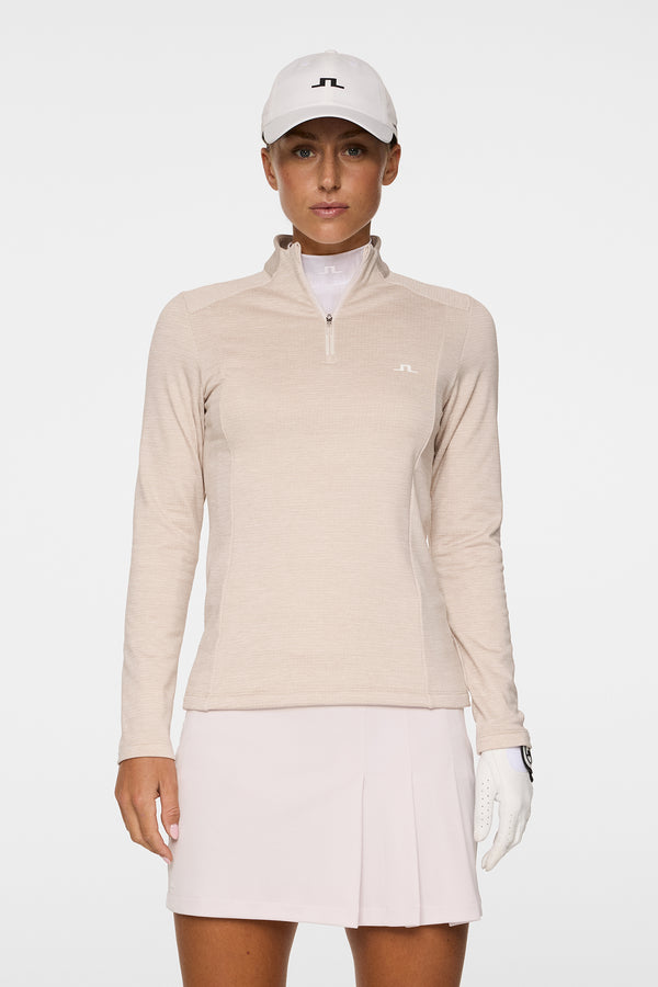 j.lindeberg Steffi Quarter Zip Mid Layer Beige Melange