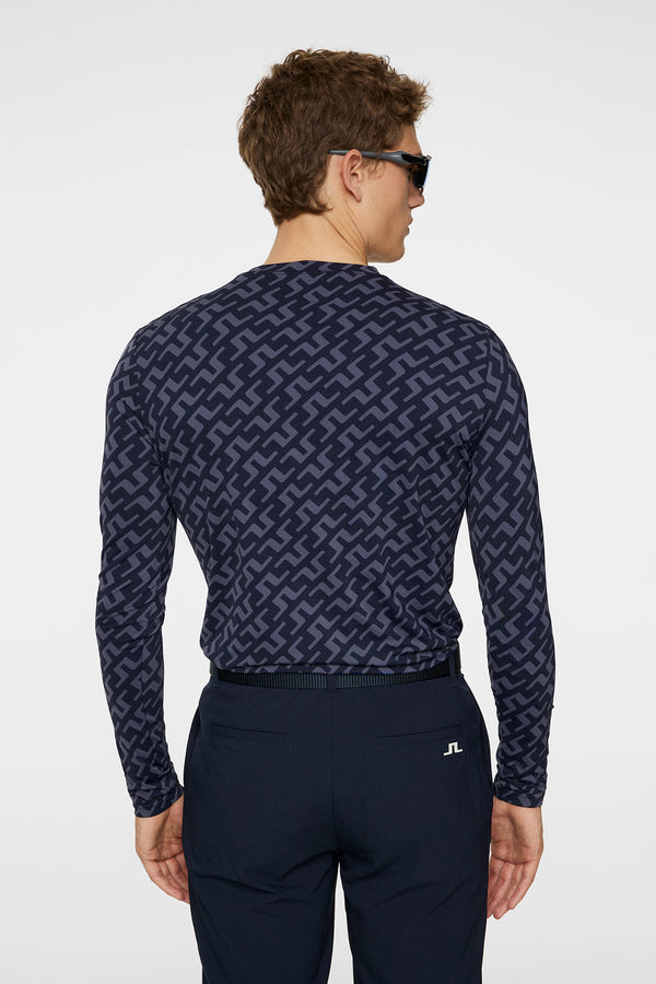 J.lindeberg Thor Long Sleeve Printed Bias Bridge Navy