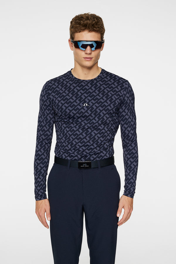j.lindeberg Thor Long Sleeve Printed Bias Bridge Navy