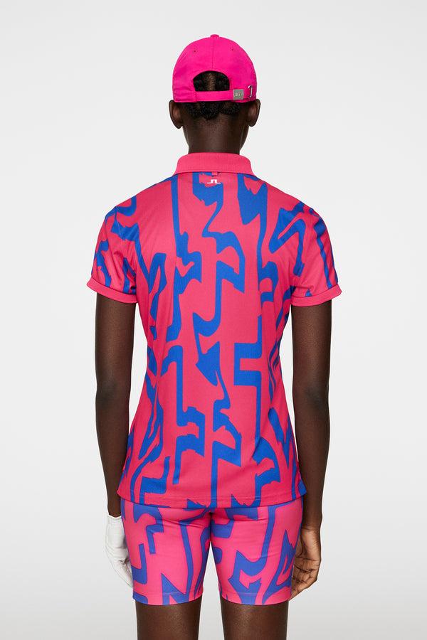 J.lindeberg Tour Tech Print Polo Glitch Bridge Pink