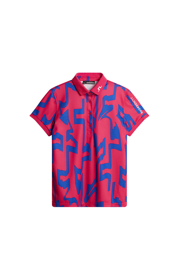 J.lindeberg Tour Tech Print Polo Glitch Bridge Pink