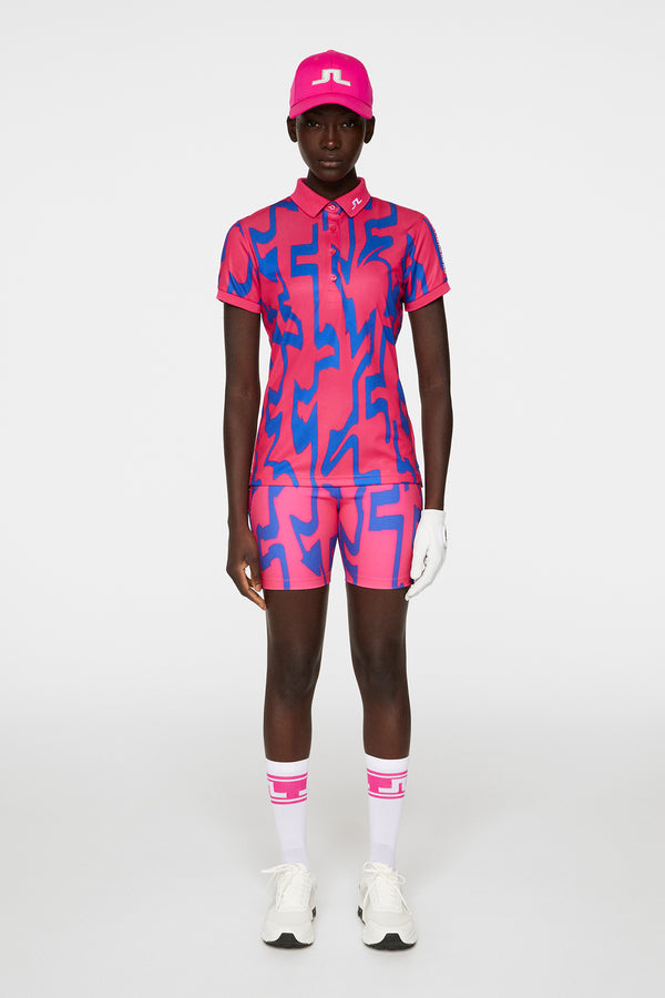 J.lindeberg Tour Tech Print Polo Glitch Bridge Pink