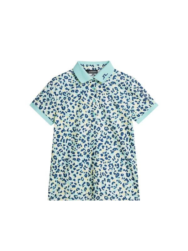J.lindeberg Tour Tech Print Polo Leopard Aruba Blue
