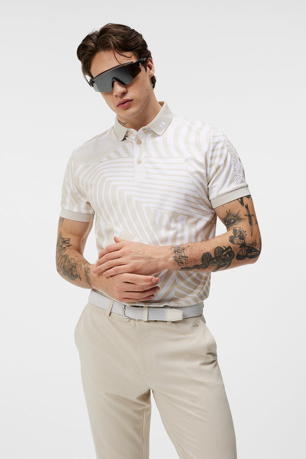 j.lindeberg Tour Tech Reg Fit Print Polo Dazzle Wave Moonbeam