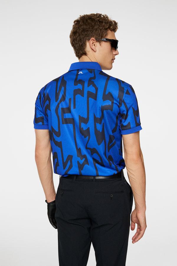 J.lindeberg Tour Tech Reg Fit Print Polo Glitch Bridge Blue