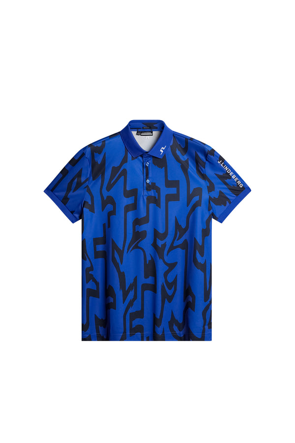 J.lindeberg Tour Tech Reg Fit Print Polo Glitch Bridge Blue