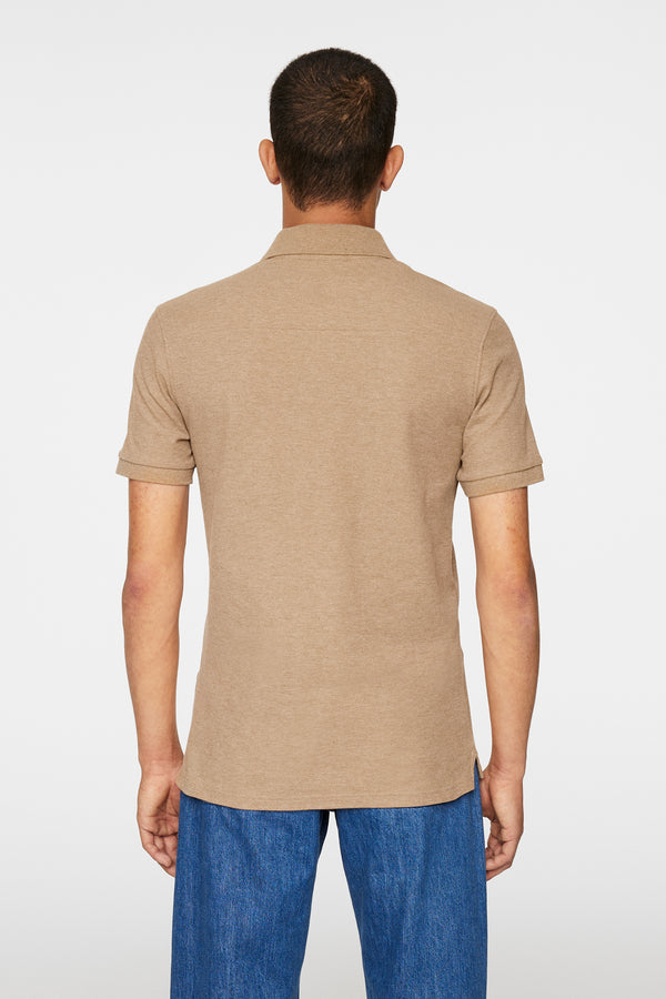 J.lindeberg Troy Polo Shirt Seasonal Pique Tiger Brown Melange