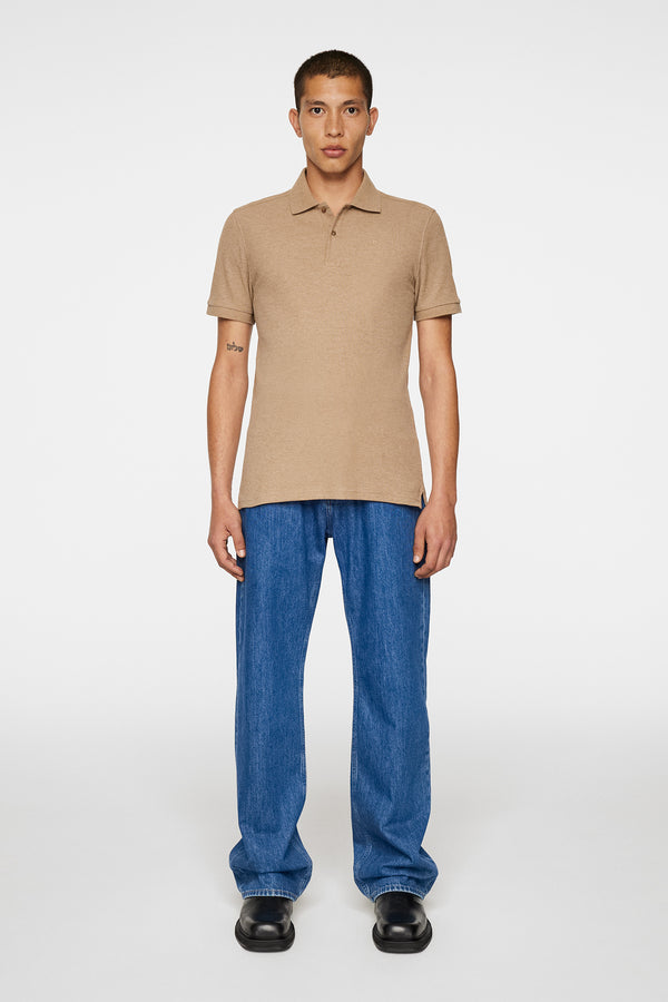 J.lindeberg Troy Polo Shirt Seasonal Pique Tiger Brown Melange