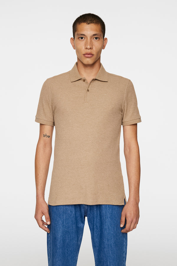 j.lindeberg Troy Polo Shirt Seasonal Pique Tiger Brown Melange