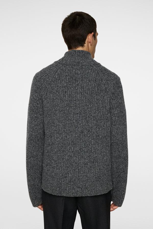 J.lindeberg Victor Zip Wool Sweater Dark Grey Melange