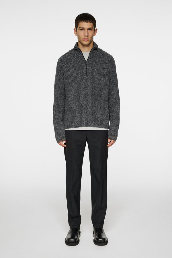 J.lindeberg Victor Zip Wool Sweater Dark Grey Melange