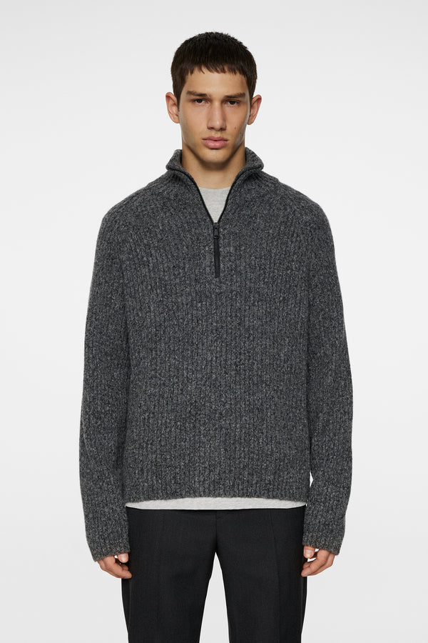 j.lindeberg Victor Zip Wool Sweater Dark Grey Melange
