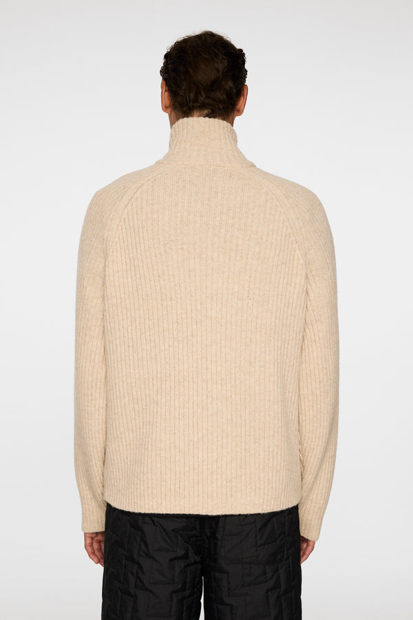 J.lindeberg Victor Zip Wool Sweater Moonbeam Melange