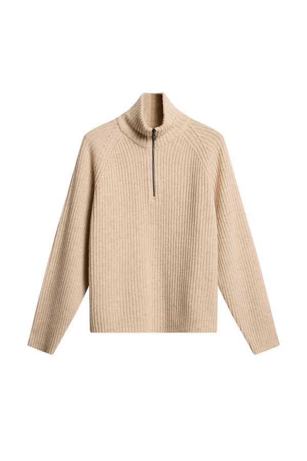 J.lindeberg Victor Zip Wool Sweater Moonbeam Melange
