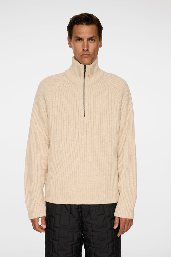 j.lindeberg Victor Zip Wool Sweater Moonbeam Melange