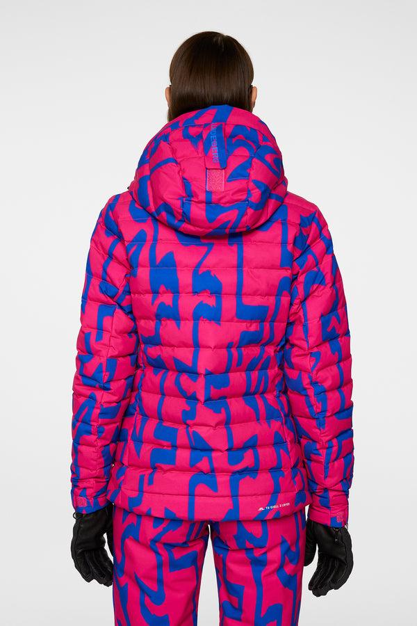 J.lindeberg W Thermic Down Jacket Printed Glitch Bridge Pink