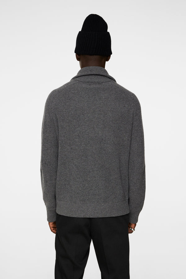 J.lindeberg Wilmer Quarter Zip Knit Mid Grey Melange