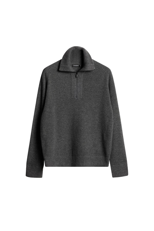 J.lindeberg Wilmer Quarter Zip Knit Mid Grey Melange